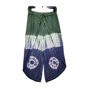 My Choice Pants One Size Crop Pull On Tie Dye Harem Festival Hippie Boho Granola